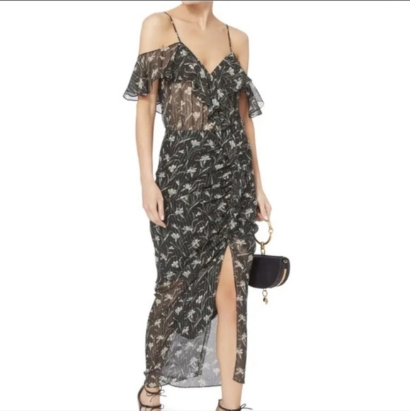Veronica Beard Marilyn Floral Black Off-Shoulder Dress - Picture 1 of 1